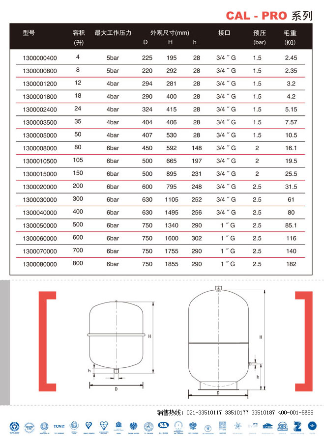 ZILMET壓力罐,隔膜氣壓罐,進口穩壓罐,進口膨脹罐,齊爾美特壓力罐